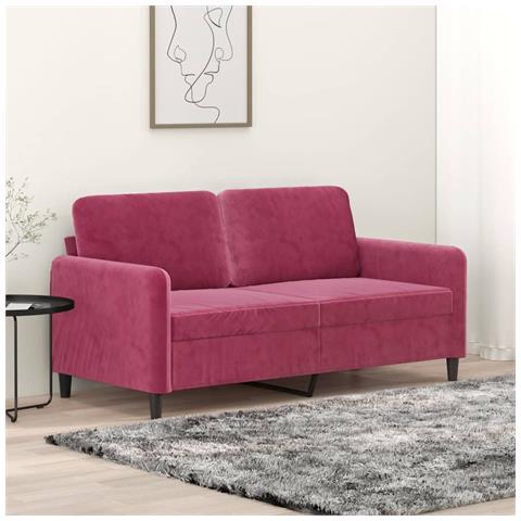 Lusso Casadino -  Divano A 2 Posti Rosso Vino 140 Cm In Velluto - Foto 8