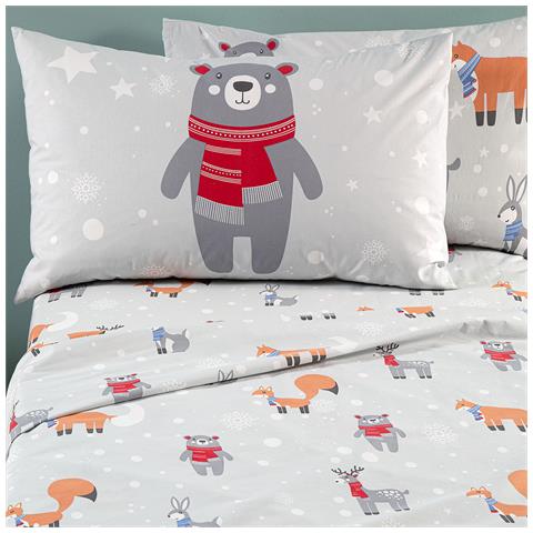 Completo Lenzuola Piazza E Mezza Kids Teddy In Cotone Colore Grigio Misura Singolo - Foto 3