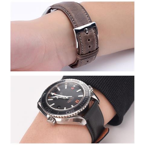 Cinturino Per Orologio In Pelle Bovina Italiana Ad Olio Semplice E Variabile Alla Luce Grey 23 Mm - Foto 7