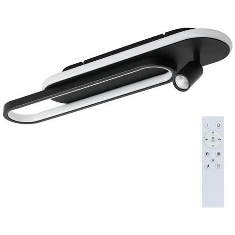 Plafoniera Led Per Soggiorno: 46w Nero Dimmerabile Con 1 Faretto A Soffitto E Telecomando - Foto 1