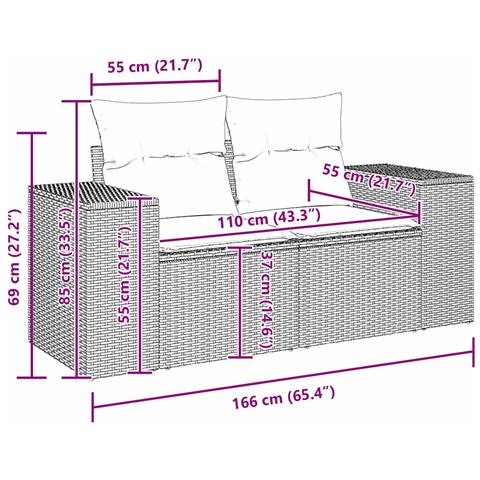 Set Divano Giardino 8 Pezzi con Cuscini Beige in Rattan PE e Acacia, Set da Pranzo Giardino 3 Pezzi con Cuscini Beige in Rattan PE e Acacia - Foto 9