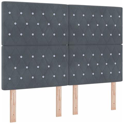 Testiera grigia scura da 160 cm in velluto con bottoni in cristallo tufted - Foto 1