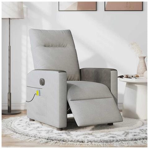 Poltrona Reclinabile Massaggio Elettrica Grigio Nuvola Tessuto - Foto 2