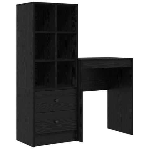 Scrivania con spazio di archiviazione in rovere nero legno ingegnerizzato - Foto 1