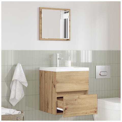 Armadio per il bagno Rovere artigianale MDF Medio Contenitore - Foto 2