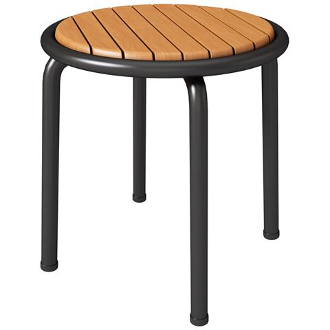 3 Pezzi Set Di Mobili Da Balcone, Corda Intrecciata A Mano, Piano Del Tavolo In Legno Massello, Adatto Per Patio E Giardino, Acciaio Zincato, Beige - Foto 4