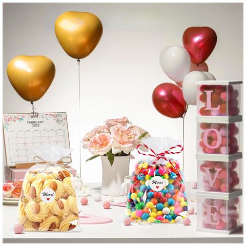 Sacchetti Di Cellophane Sacchetti Con Adesivi Alimentari Regalo 200 Pz 14 X 20 Cm - Foto 2