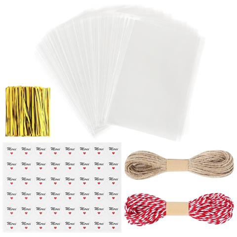 Sacchetti Di Cellophane Sacchetti Con Adesivi Alimentari Regalo 200 Pz 14 X 20 Cm - Foto 1