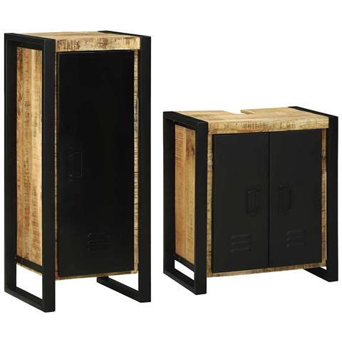 Set di mobili per il bagno 2 pcs Legno di mango massello - Foto 2