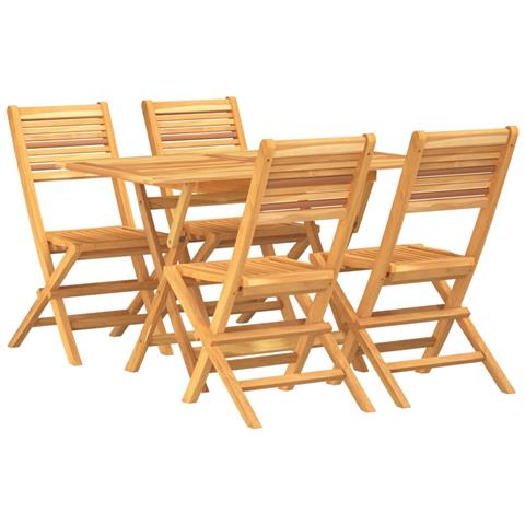 Set da Pranzo per Giardino 5 pz in Legno Massello di Teak - Foto 1