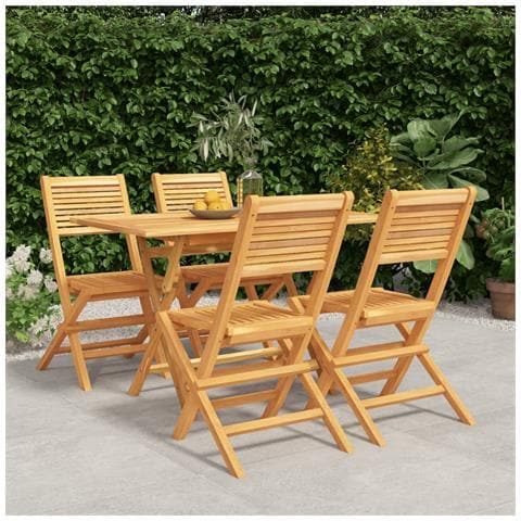 Set da Pranzo per Giardino 5 pz in Legno Massello di Teak - Foto 2
