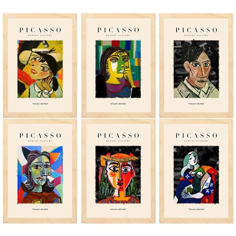 Nacnic Set Di 6 Stampe Künstlerischen Illustrationen Von Pablo Picasso Dunkel Sammlung Von Dekorationsgemälden Im Kunstgalerie Rahmen Aus Hellem Holz A3 Telaio In Legno Chiaro - Foto 1