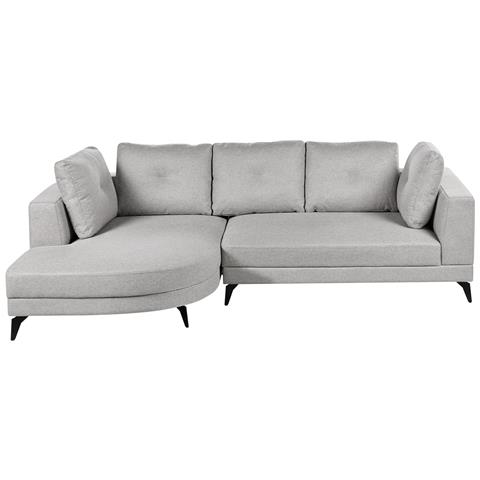 Divano Angolare 3 Posti Marum Lino Sintetico Grigio Lato Destro - Foto 2