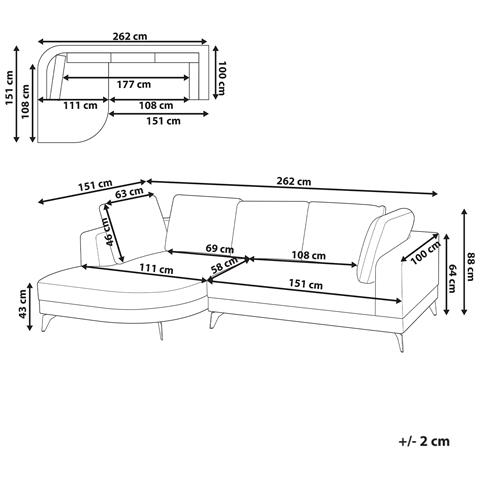 Divano Angolare 3 Posti Marum Lino Sintetico Grigio Lato Destro - Foto 7