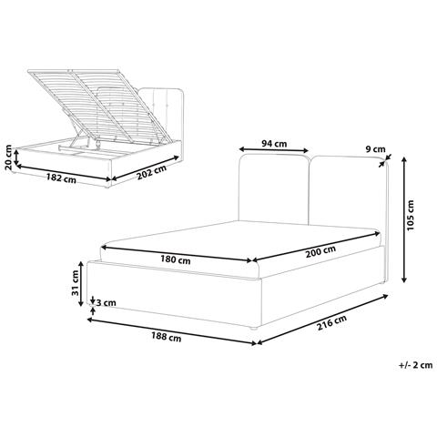 Letto Contenitore Ciniglia Arbois 180 X 200 Cm Tortora - Foto 8