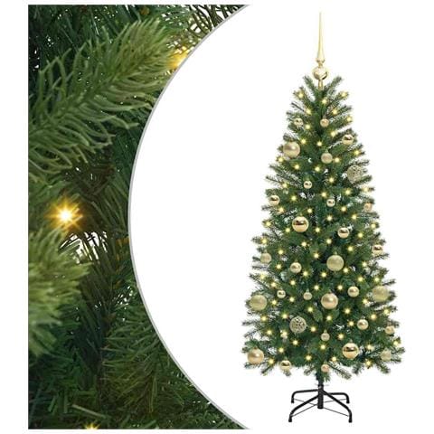Albero di Natale artificiale con 150 LED Verde 150 cm PE e PVC - Foto 1