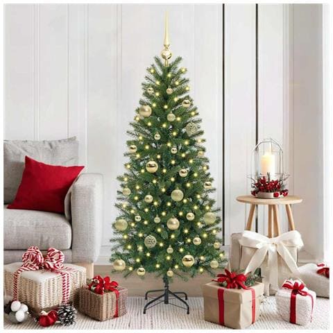 Albero di Natale artificiale con 150 LED Verde 150 cm PE e PVC - Foto 2