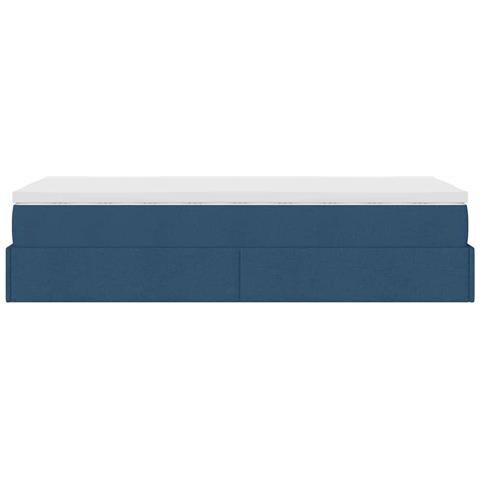 Struttura Letto Pouf con Materasso Blu 80x200 cm in Tessuto - Foto 9