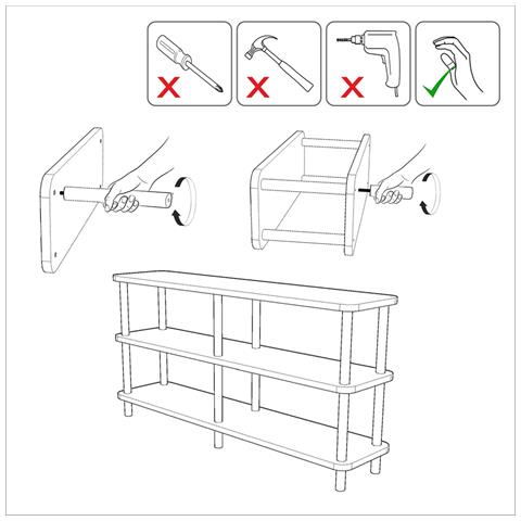 Sofie Scaffale Design Basso Nero E Legno 180 Cm - Foto 2