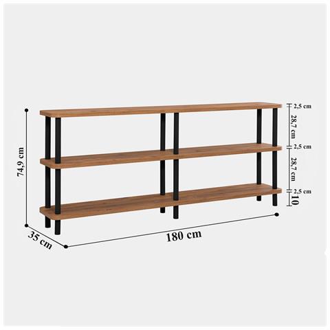 Sofie Scaffale Design Basso Nero E Legno 180 Cm - Foto 6