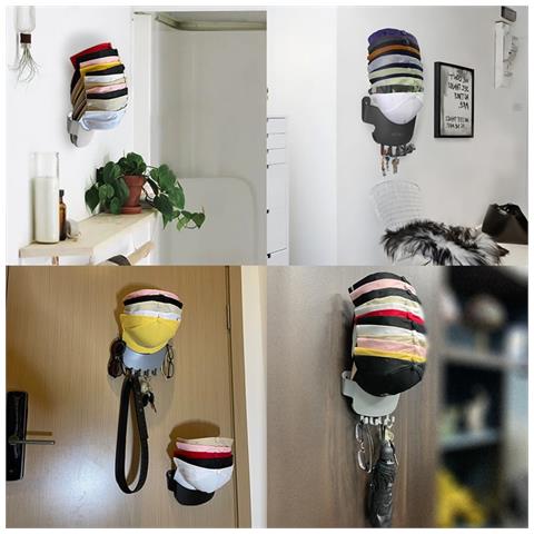 Organizzatore Porta Cappelli Neri - Set Da 2, Supporto Da Parete, Nessun Trapano Richiesto - Foto 2