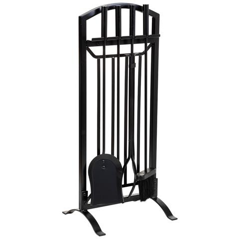 Set Di Attrezzi Per Camino In Metallo Nero 5 Pezzi 31x27x75,8h Cm - Foto 1