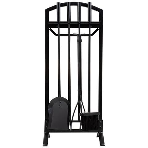 Set Di Attrezzi Per Camino In Metallo Nero 5 Pezzi 31x27x75,8h Cm - Foto 2