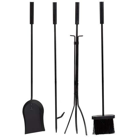 Set Di Attrezzi Per Camino In Metallo Nero 5 Pezzi 31x27x75,8h Cm - Foto 6