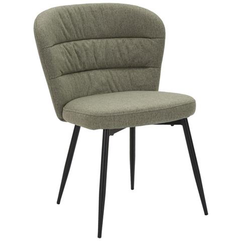 Sedia Losanna Verde Salvia Imbottita In Tessuto Con Gambe In Metallo - Set 2 Pz - Foto 1