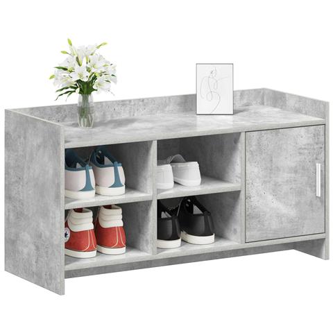 Mobile per scarpe con porta Grigio Cemento 100 x 39,5 x 51 cm - Foto 2