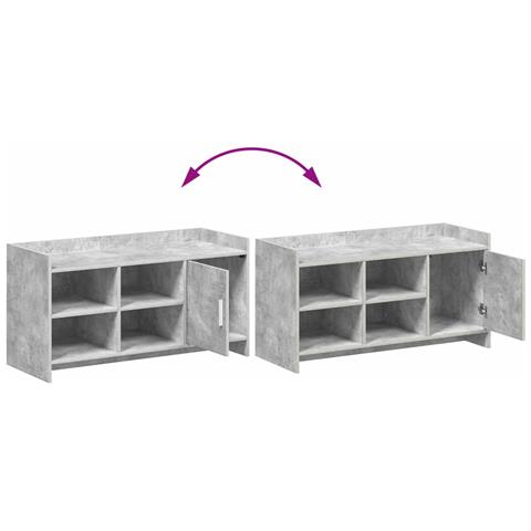 Mobile per scarpe con porta Grigio Cemento 100 x 39,5 x 51 cm - Foto 9
