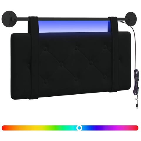 Testiera sospesa Con luce LED Nero Velluto - Foto 1