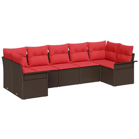 Set Divano da Giardino con cuscino 7 pcs Marrone Poly Rattan - Foto 1
