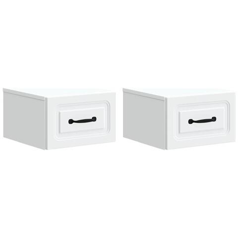 Mobiletto da notte a muro 2 pcs Bianco 34,5 x 33 x 20 cm - Foto 1