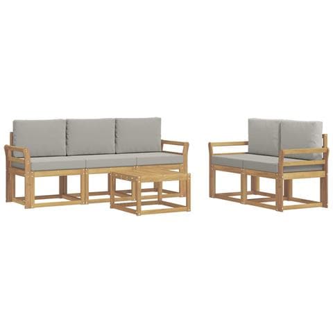 Set di divani da esterno 6 pcs Bianco e Grigio Chiaro - Foto 1