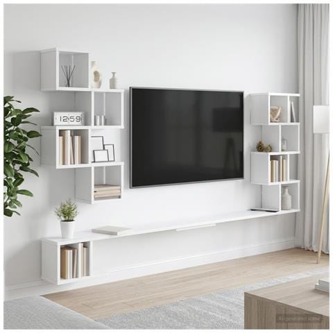Mensola per TV da muro Bianco 200 x 15 x 94 cm - Foto 2