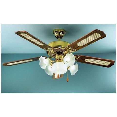 7066OL Ventilatore da Soffitto 5 Pale Diametro 130 cm Kit Luce Colore Noce - Foto 1