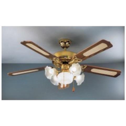 7066OL Ventilatore da Soffitto 5 Pale Diametro 130 cm Kit Luce Colore Noce - Foto 7