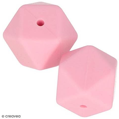 Perlina Di Silicone Esagonale X 2 - 17 Mm - Rosa - Foto 2