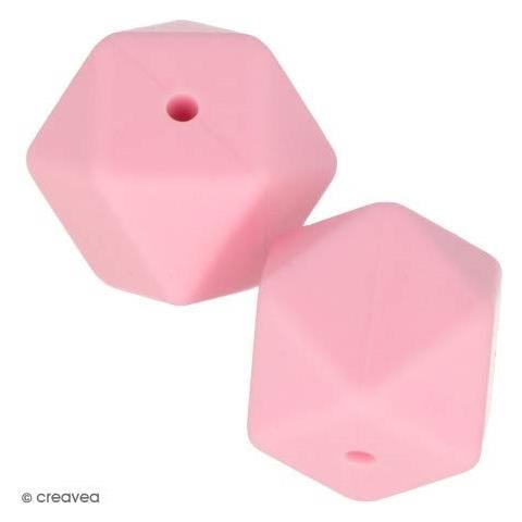 Perlina Di Silicone Esagonale X 2 - 17 Mm - Rosa - Foto 1