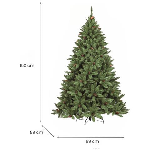 Albero Di Natale 150 Cm Stoccolma, Pino Artificiale, Albero Effetto Reale, Alberello Natalizio Extra Folto, 89x89 H150 Cm, Verde - Foto 12