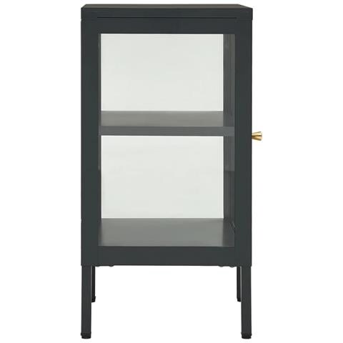 Credenza Antracite 38x35x70 Cm In Acciaio E Vetro - Foto 2