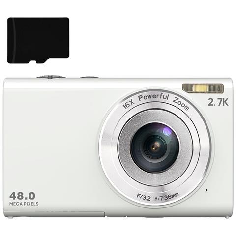 Fotocamera Digitale 48mp 2.7k Fhd 16x Zoom Digitale, Webcam, Autofocus White - Foto 8