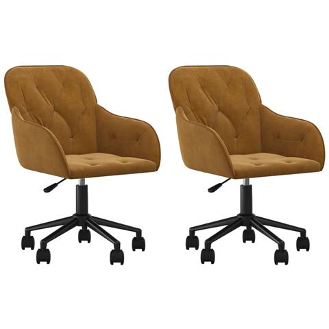 Sedie Da Pranzo Girevoli 2 Pz Marroni In Velluto - Foto 1