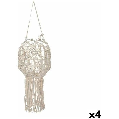 Portacandele Macramé Bianco Cotone 24 X 90 X 24 Cm (4 Unità) - Foto 1