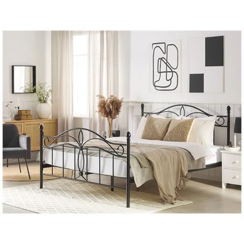 Letto Metallo Antlia 140 X 200 Cm Nero - Foto 1