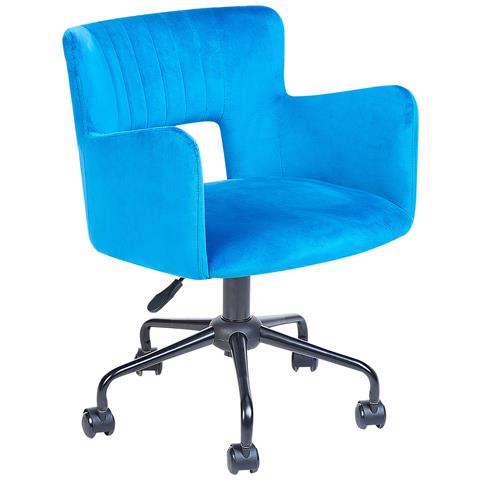 Sedia Da Scrivania Sanilac Velluto Blu - Foto 2