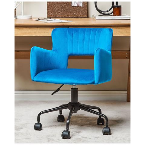 Sedia Da Scrivania Sanilac Velluto Blu - Foto 1