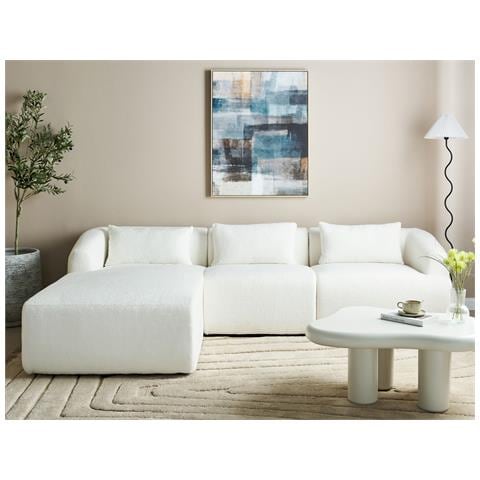 Divano Angolare 3 Posti Svansele Bouclé Bianco Sporco Lato Destro - Foto 1