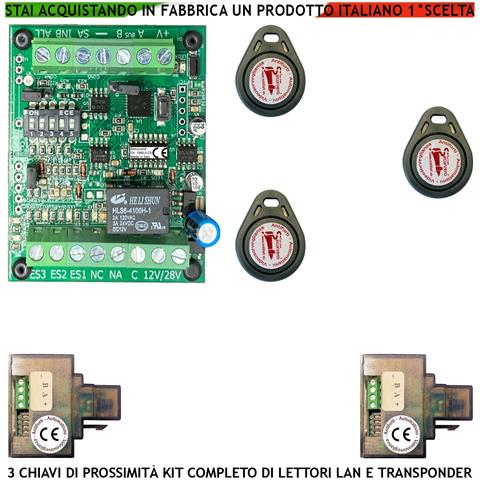 Kit Chiave Di Prossimità 2 Lettori Lan Rj45 Universali Tutte Marche 3 Trasponder Tag Uscita Contatto C.nc.na 1ax24v Im - Foto 1